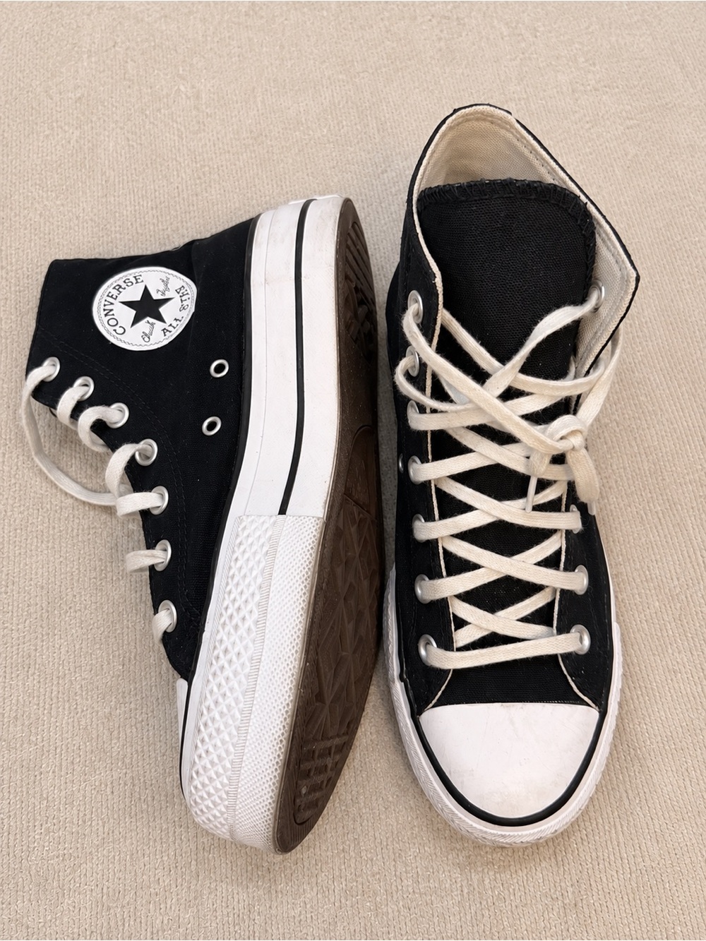 Converse Women's Black High Top Canvas Sneakers with White Trim